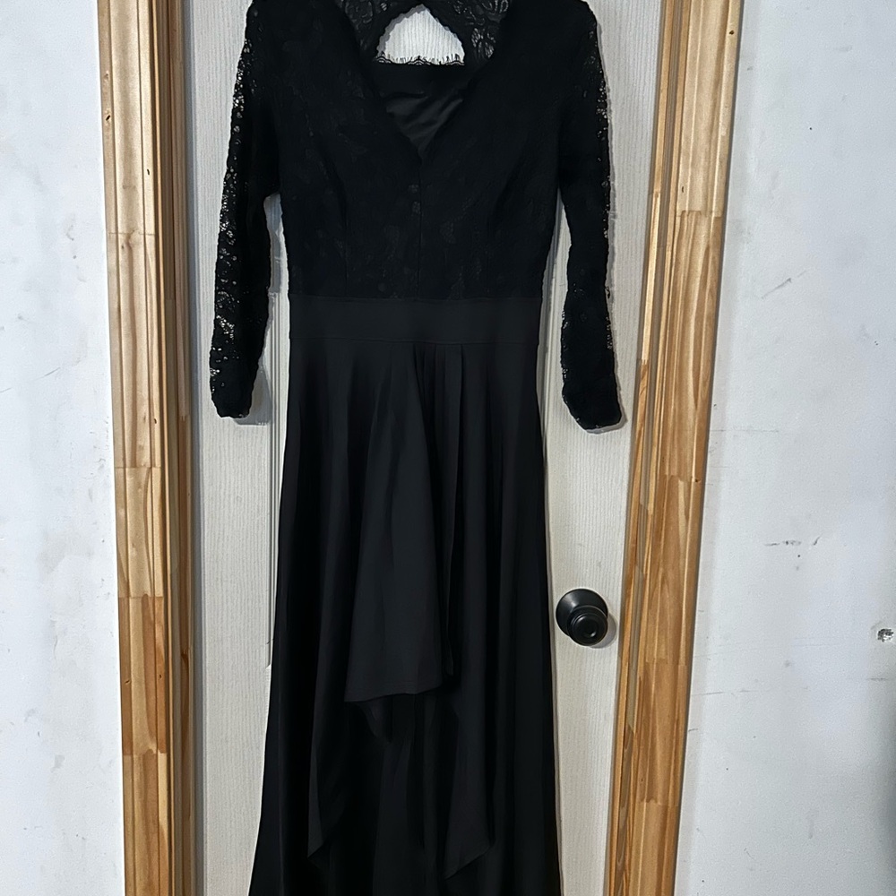 Black Lace Formal Dress Hi-Low
